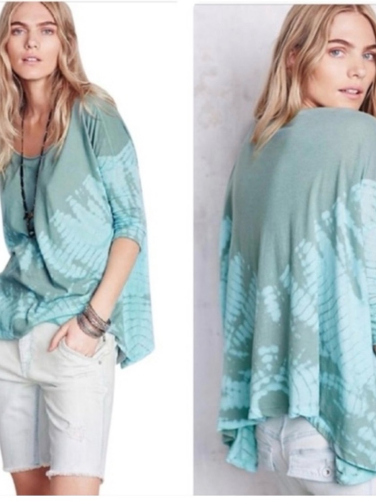 We The Free Seafoam Green Tie-Dye Dolman Tunic Oversize